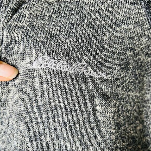 Eddie Bauer Grey Heathered Zip Neck Pullover Sweater Sweatshirt - Picture 3 of 8